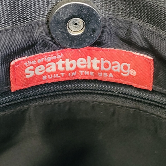 THE ORIGINAL SEATBELT BAG Small Tote Color Black Magnetic Closure  - Picture 2 of 6